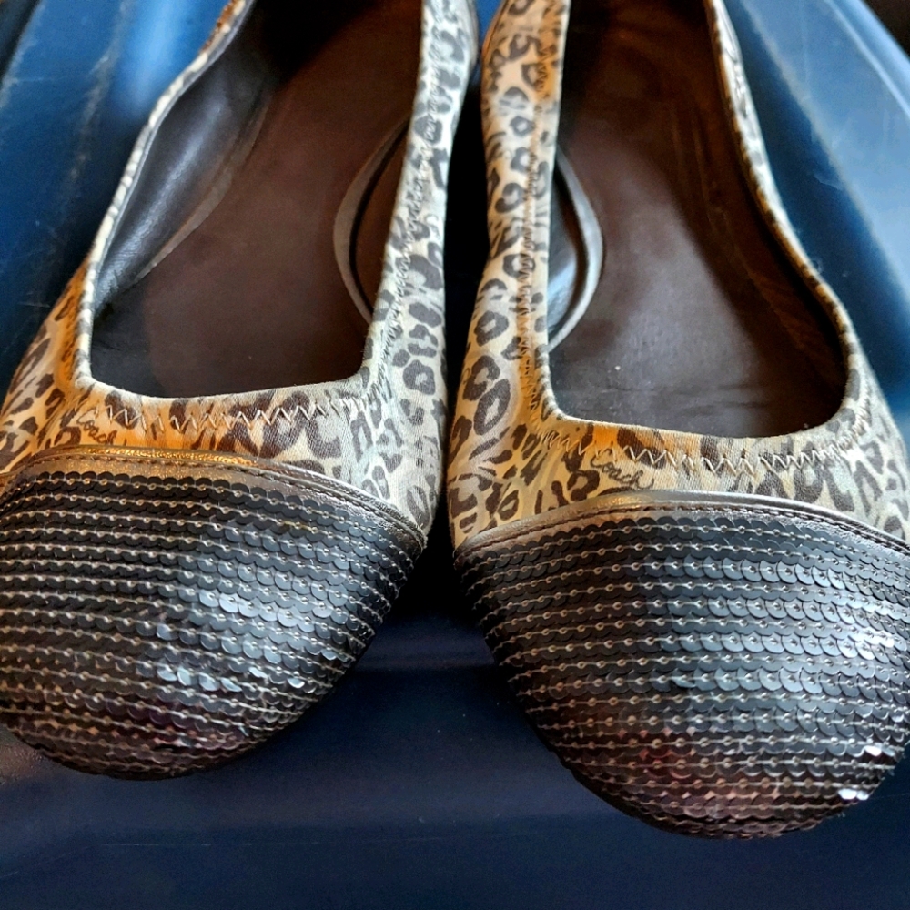 Coach Leopard-Print Flats with Black Textured Toe